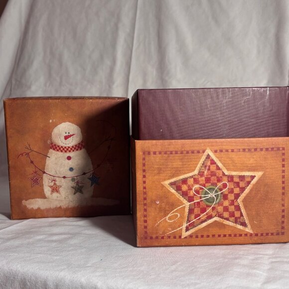 Rustic Primitive Snowman Box - Picture 4 of 8
